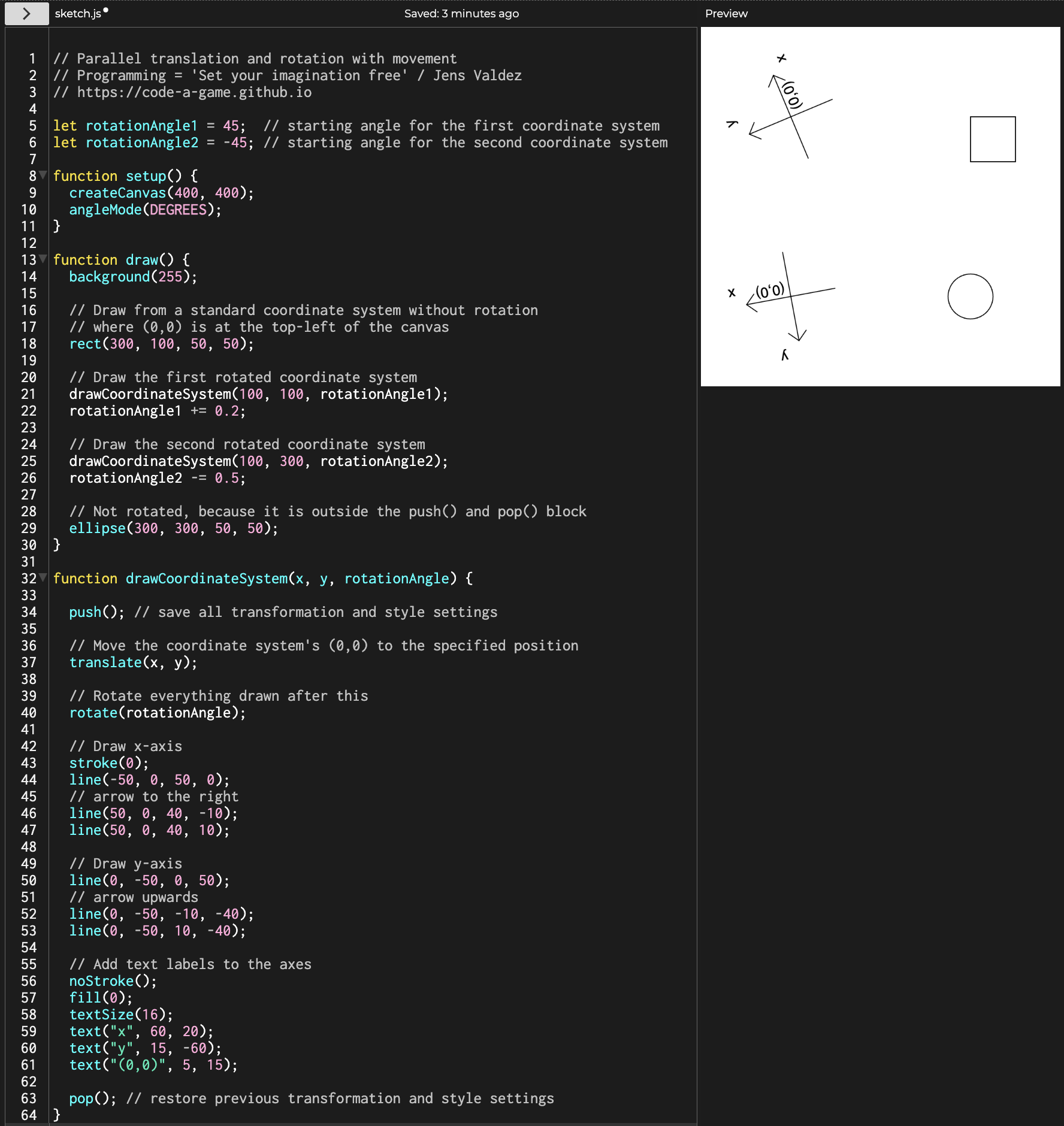 Parallel translation and rotation with movement